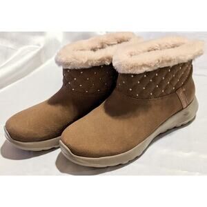Skechers Women's Hands Free Slip-ins On-The-Go Joy Cozy Shimmer Ankle Boots Sz 8